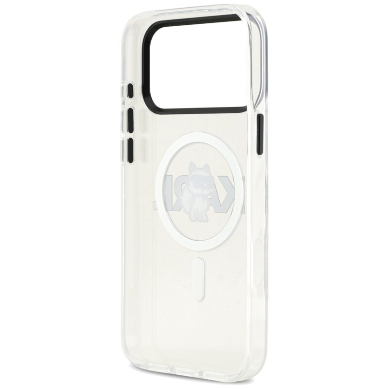Husa iPhone 17 Pro Max Karl Lagerfeld IML Choupette Sketch Logo MagSafe, transparent, KLHMP17XHGCHGKBT