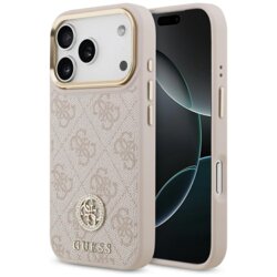 Husa originala Guess iPhone 17 Pro Hardcase 4G Strass Logo MagSafe, roz, GUHMP17LP4GRMDEP
