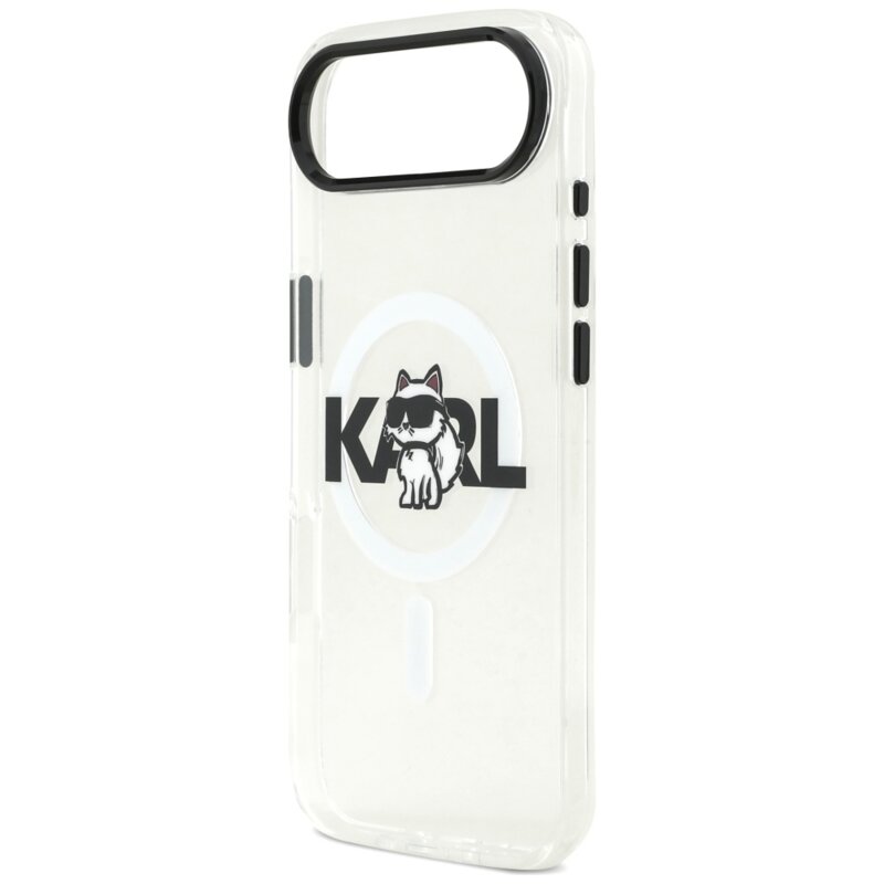 Husa iPhone 17 Air Karl Lagerfeld IML Choupette Sketch Logo MagSafe, transparent, KLHMP17MHGCHGKBT