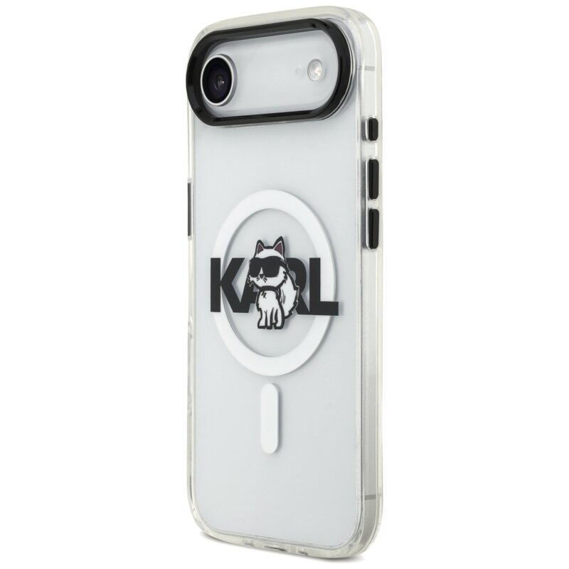Husa iPhone 17 Air Karl Lagerfeld IML Choupette Sketch Logo MagSafe, transparent, KLHMP17MHGCHGKBT