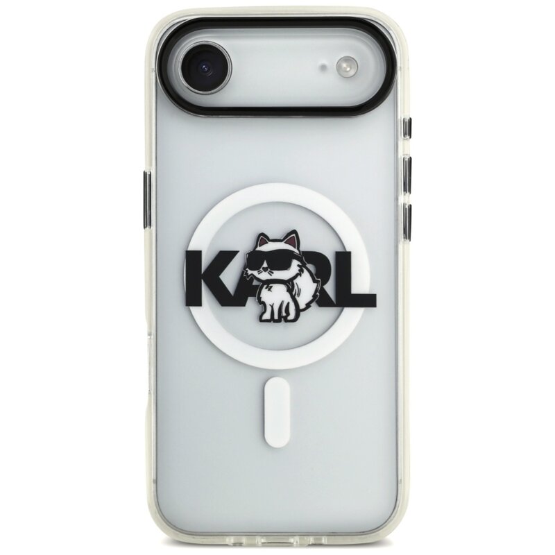 Husa iPhone 17 Air Karl Lagerfeld IML Choupette Sketch Logo MagSafe, transparent, KLHMP17MHGCHGKBT