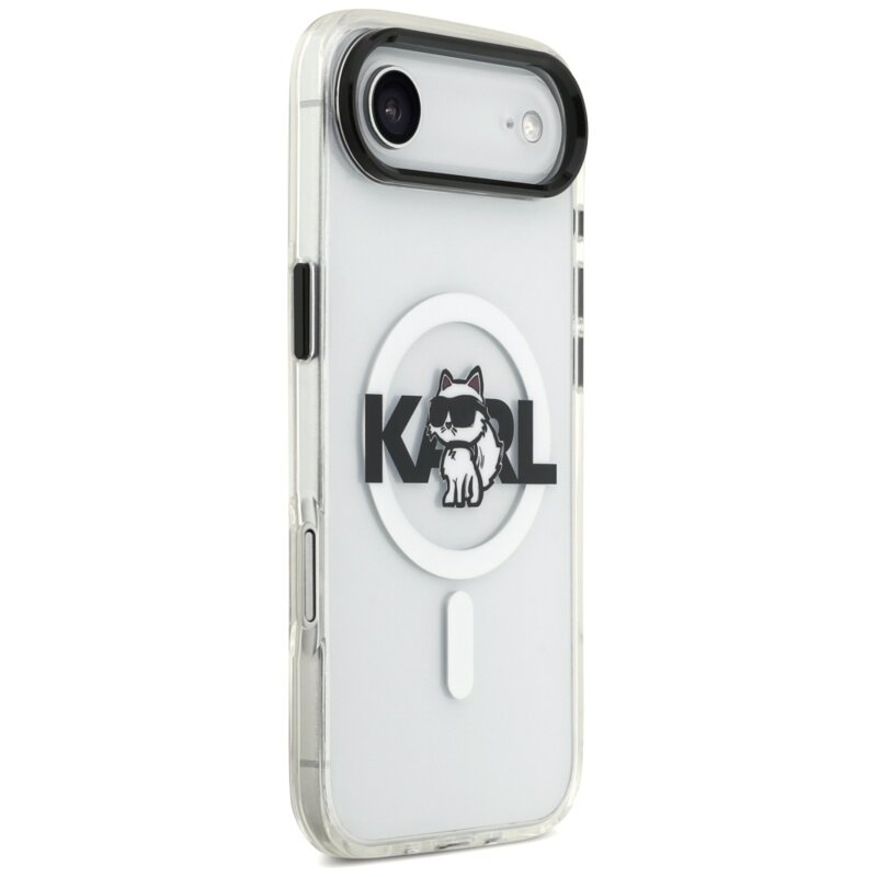 Husa iPhone 17 Air Karl Lagerfeld IML Choupette Sketch Logo MagSafe, transparent, KLHMP17MHGCHGKBT