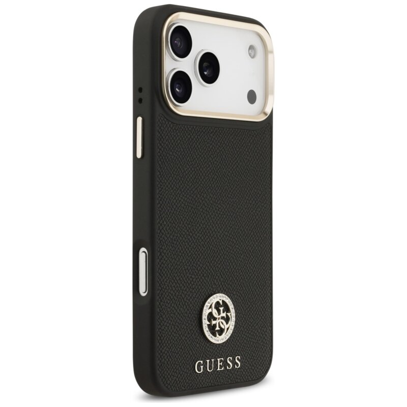 Husa originala Guess iPhone 17 Pro Max Grained Strass Logo MagSafe, negru, GUHMP17XPGCRMDEK