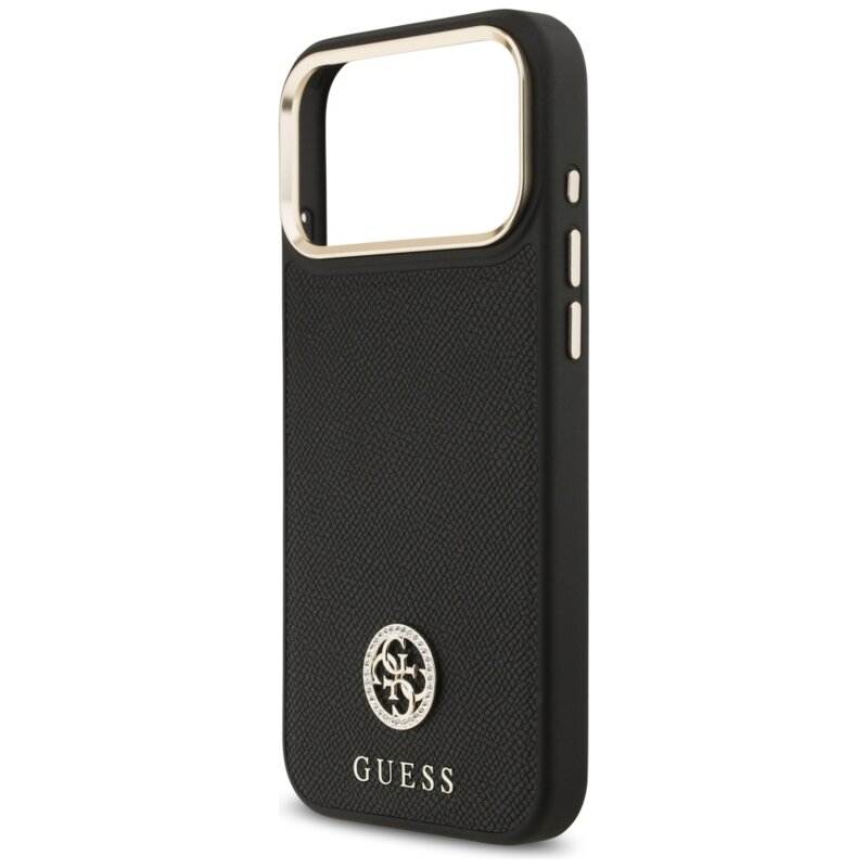 Husa originala Guess iPhone 17 Pro Max Grained Strass Logo MagSafe, negru, GUHMP17XPGCRMDEK