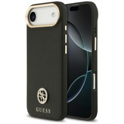Husa originala Guess iPhone 17 Air Grained Strass Logo MagSafe, negru, GUHMP17MPGCRMDEK
