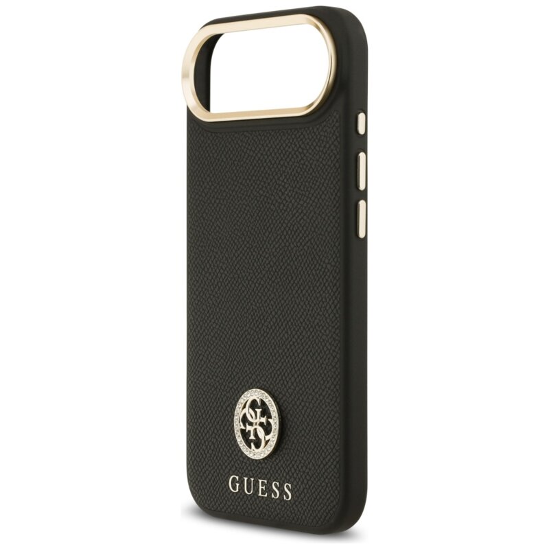 Husa originala Guess iPhone 17 Air Grained Strass Logo MagSafe, negru, GUHMP17MPGCRMDEK