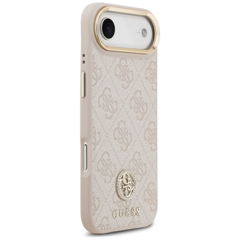 Husa originala Guess iPhone 17 Air Hardcase 4G Strass Logo MagSafe, roz, GUHMP17MP4GRMDEP
