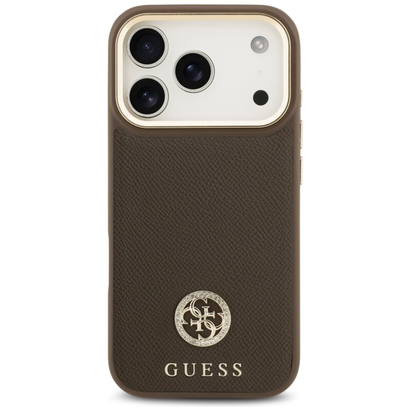 Husa originala Guess iPhone 17 Pro Grained Strass Logo MagSafe, maro, GUHMP17LPGCRMDEW