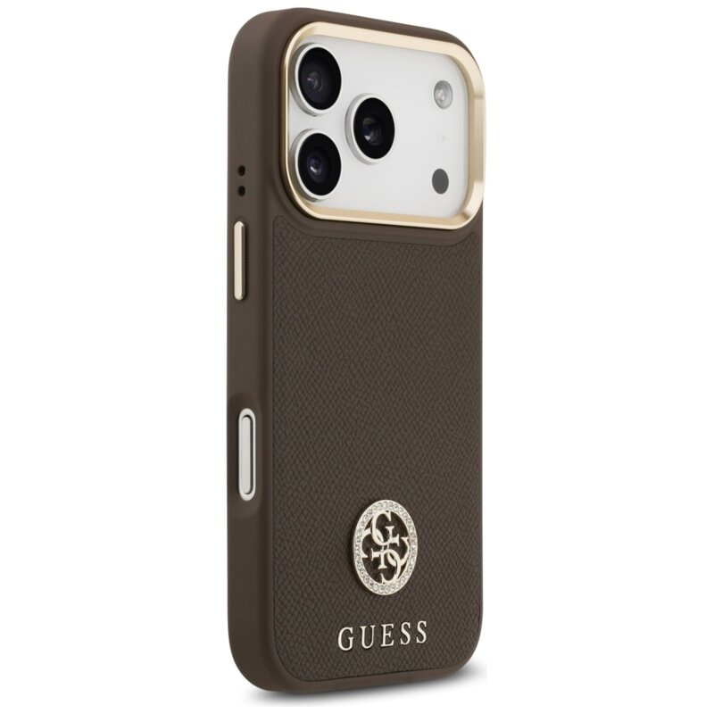 Husa originala Guess iPhone 17 Pro Grained Strass Logo MagSafe, maro, GUHMP17LPGCRMDEW