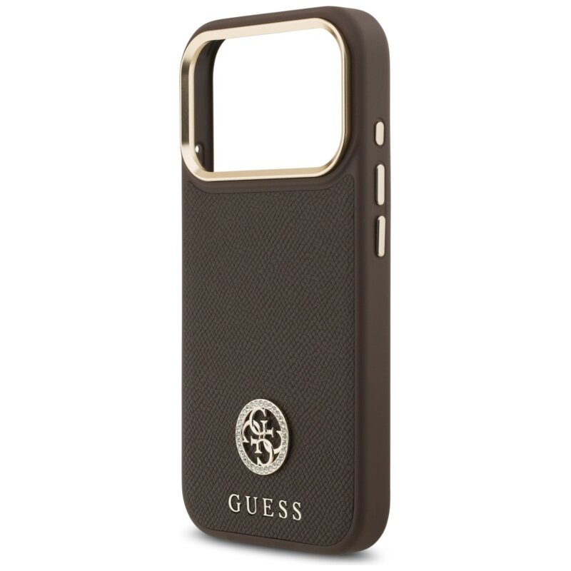 Husa originala Guess iPhone 17 Pro Grained Strass Logo MagSafe, maro, GUHMP17LPGCRMDEW