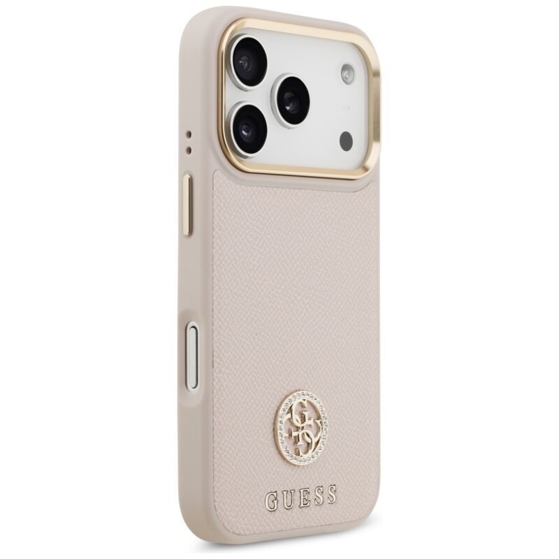 Husa originala Guess iPhone 17 Pro Grained Strass Logo MagSafe, roz, GUHMP17LPGCRMDEP