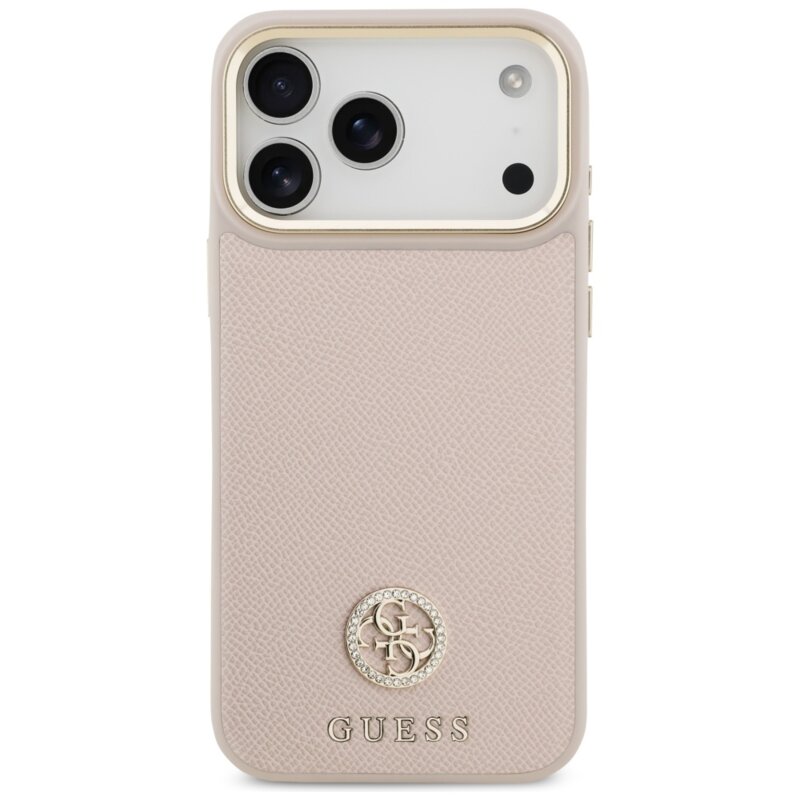 Husa originala Guess iPhone 17 Pro Max Grained Strass Logo MagSafe, roz