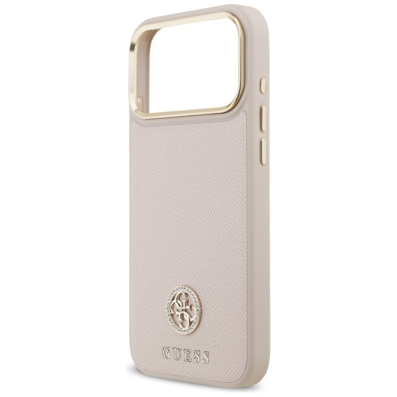 Husa originala Guess iPhone 17 Pro Max Grained Strass Logo MagSafe, roz