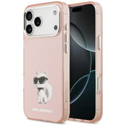 Husa iPhone 17 Pro Max Karl Lagerfeld IML Aquarelle Choupette & Logo MagSafe, roz, KLHMP17XHMCHAQOP