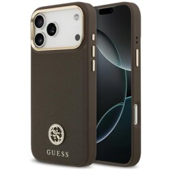 Husa originala Guess iPhone 17 Pro Max Grained Strass Logo MagSafe, maro, GUHMP17XPGCRMDEW