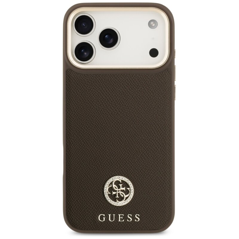 Husa originala Guess iPhone 17 Pro Max Grained Strass Logo MagSafe, maro, GUHMP17XPGCRMDEW