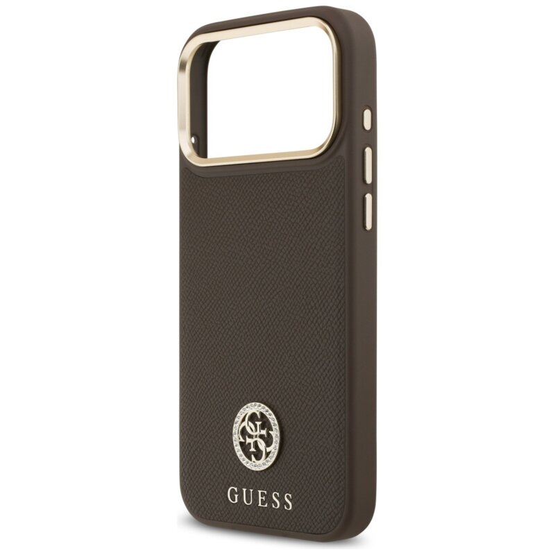 Husa originala Guess iPhone 17 Pro Max Grained Strass Logo MagSafe, maro, GUHMP17XPGCRMDEW