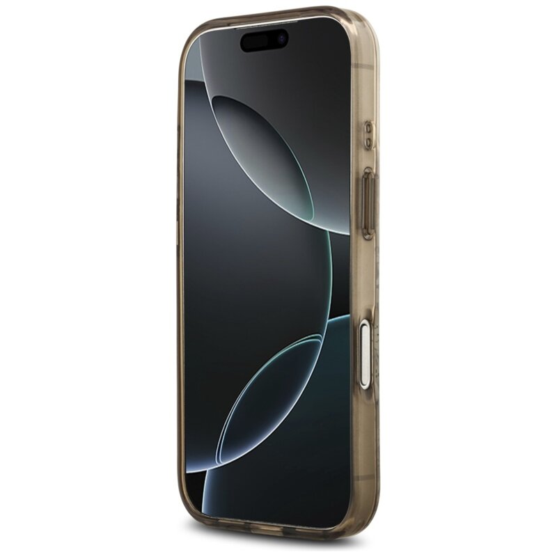 Husa iPhone 17 Pro originala Guess IML Flower & Tonal Circle MagSafe, maro, GUHMP17LHFWBDCEW