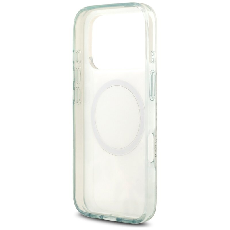 Husa iPhone 17 Pro originala Guess IML Flower & Tonal Circle MagSafe, verde, GUHMP17LHFWBDCEN