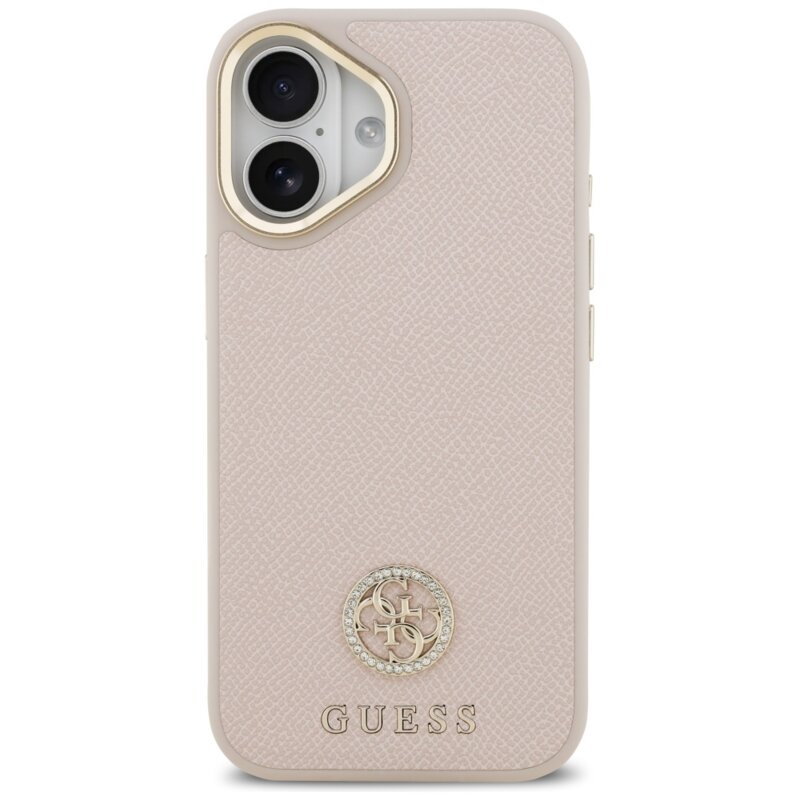 Husa originala Guess iPhone 17 Grained Strass Logo MagSafe, roz, GUHMP17SPGCRMDEP
