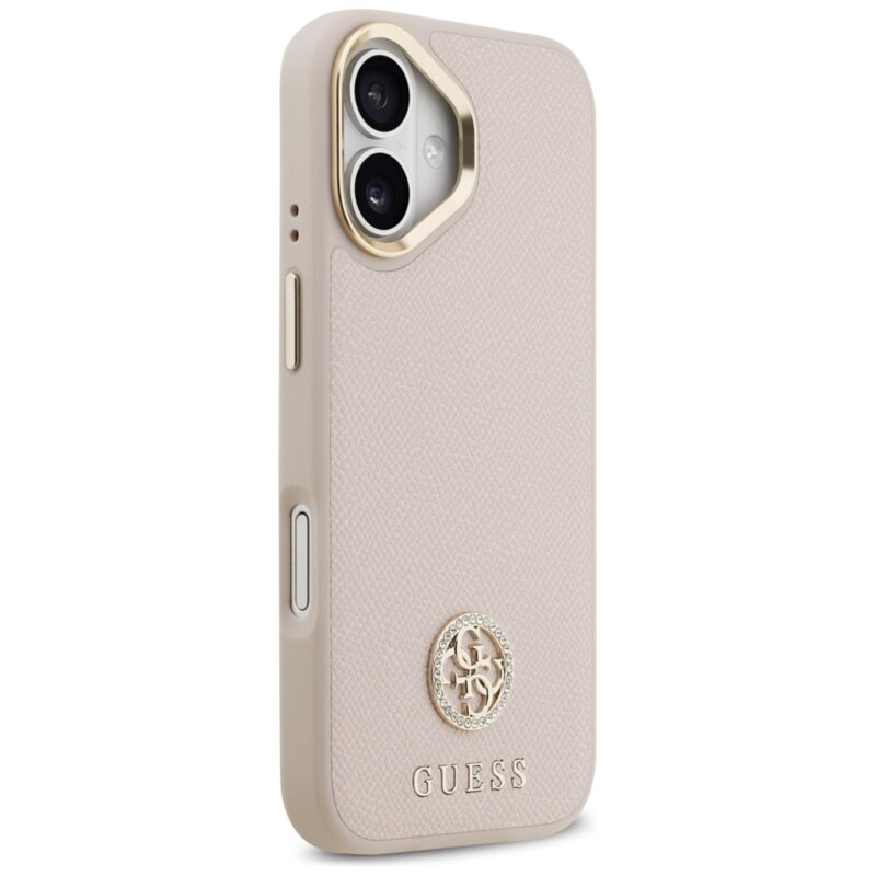 Husa originala Guess iPhone 17 Grained Strass Logo MagSafe, roz, GUHMP17SPGCRMDEP