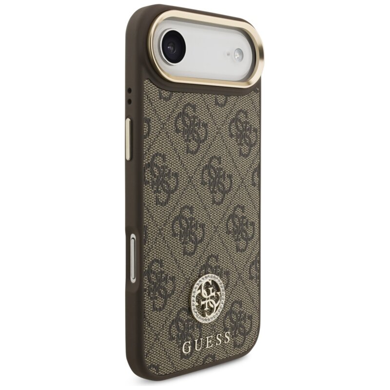 Husa originala Guess iPhone 17 Air 4G Strass Logo MagSafe, maro, GUHMP17MP4GRMDEW