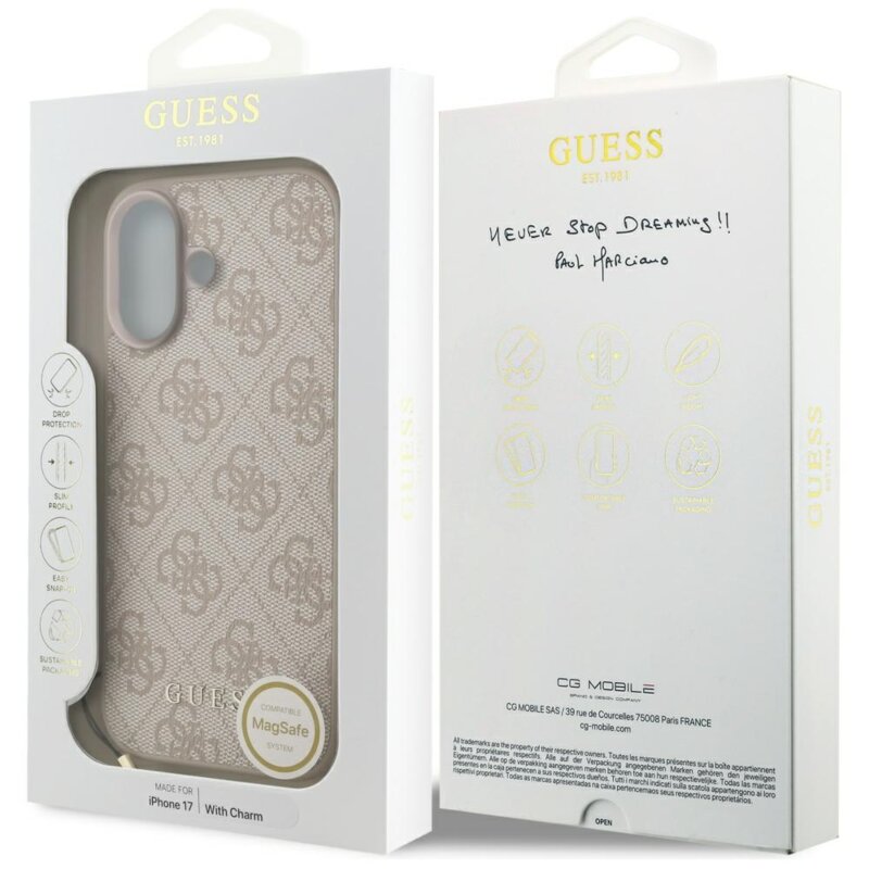 Husa originala Guess iPhone 17 Hardcase 4G Charm Cradle MagSafe, roz, GUHMP17SGF4GCP