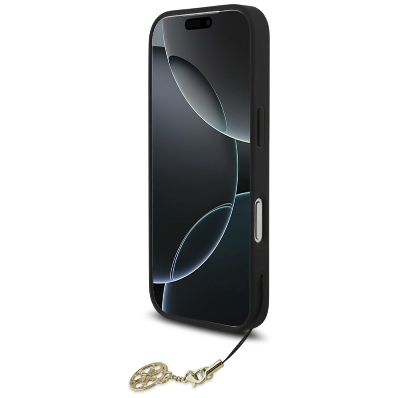 Husa originala Guess iPhone 17 Pro Hardcase 4G Charm Cradle MagSafe, negru, GUHMP17LGF4GCK