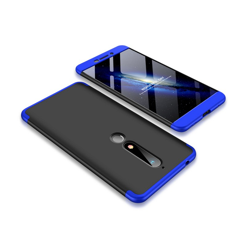 Husa Nokia 6.1 2018 GKK 360 Full Cover Negru-Albastru