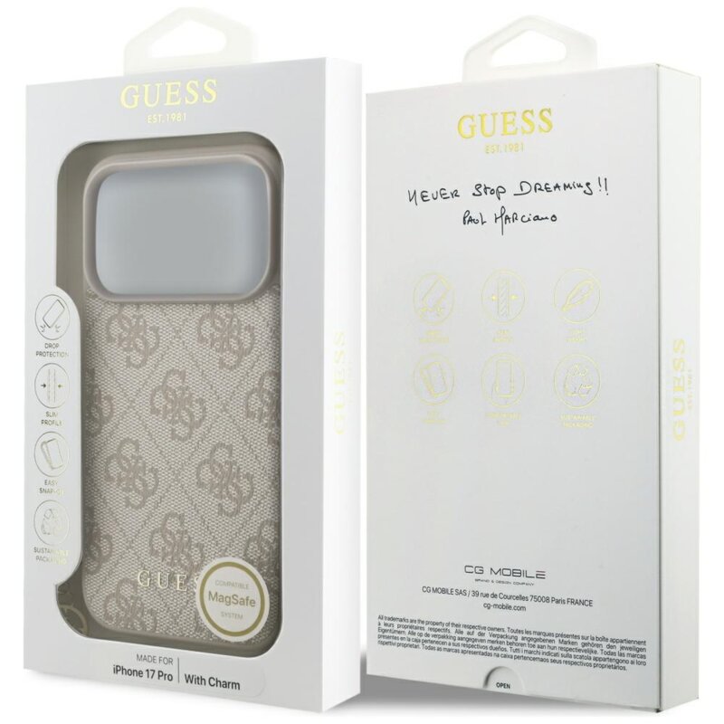 Husa originala Guess iPhone 17 Pro Max Hardcase 4G Charm Cradle MagSafe, roz, GUHMP17XGF4GCP