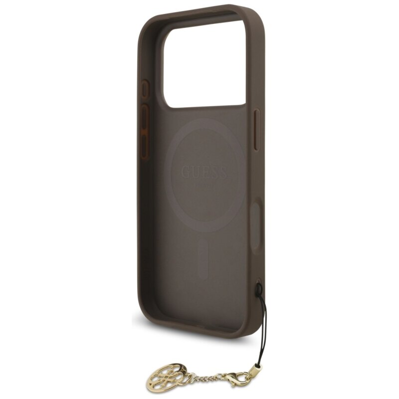 Husa originala Guess iPhone 17 Pro Hardcase 4G Charm Cradle MagSafe, maro, GUHMP17LGF4GCW