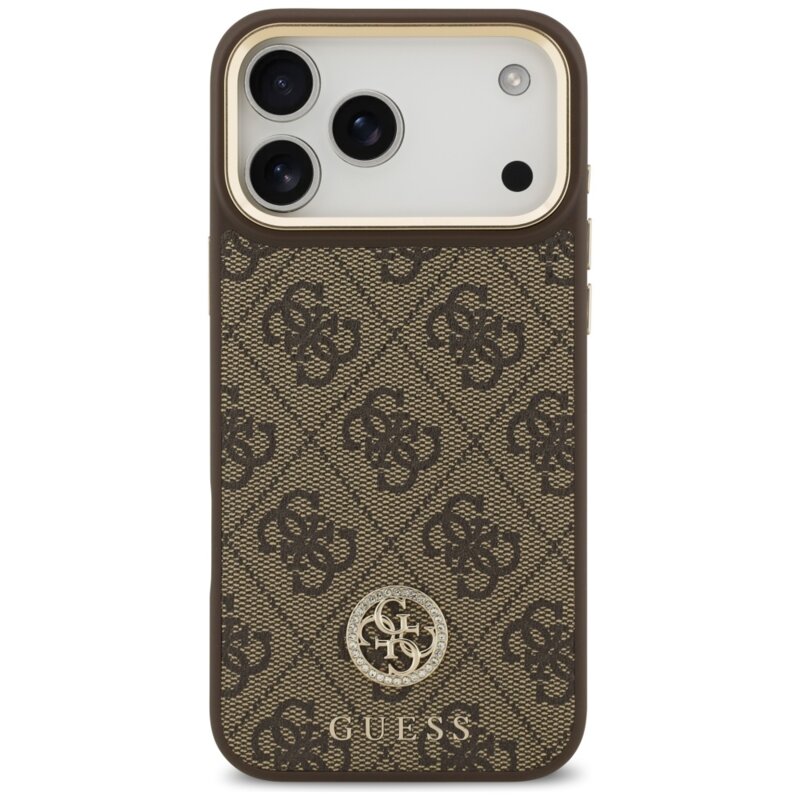 Husa originala Guess iPhone 17 Pro Max Hardcase 4G Strass Logo MagSafe, maro, GUHMP17XP4GRMDEW