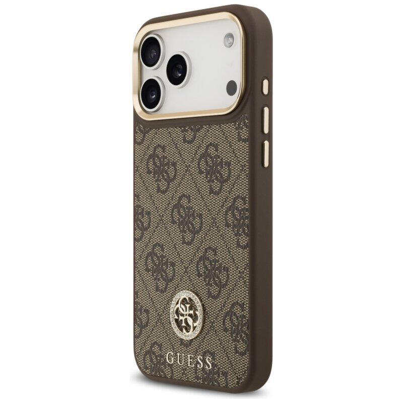 Husa originala Guess iPhone 17 Pro Max Hardcase 4G Strass Logo MagSafe, maro, GUHMP17XP4GRMDEW
