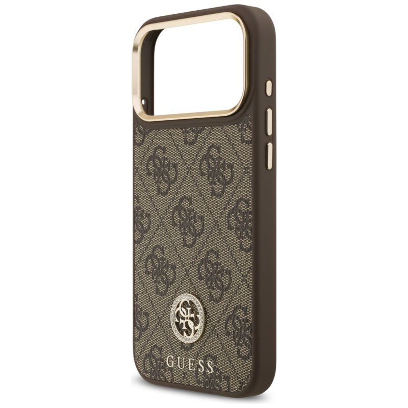 Husa originala Guess iPhone 17 Pro Max Hardcase 4G Strass Logo MagSafe, maro, GUHMP17XP4GRMDEW