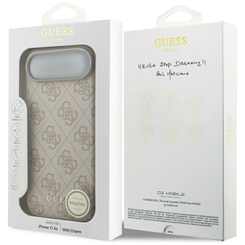 Husa originala Guess iPhone 17 Air Hardcase 4G Charm Cradle MagSafe, roz, GUHMP17MGF4GCP