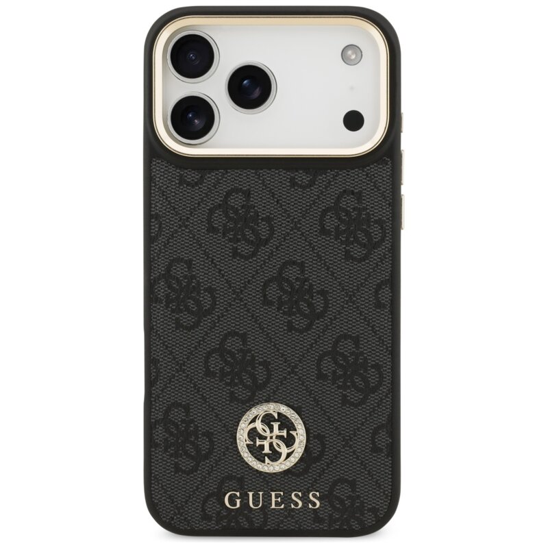 Husa originala Guess iPhone 17 Pro Max Hardcase 4G Strass Logo MagSafe, negru, GUHMP17XP4GRMDEK