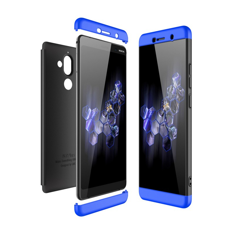 Husa Nokia 7 Plus GKK 360 Full Cover Negru-Albastru