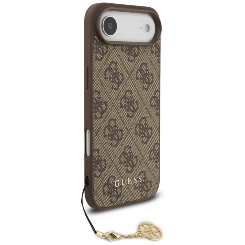 Husa originala Guess iPhone 17 Air Hardcase 4G Charm Cradle MagSafe, maro, GUHMP17MGF4GCW