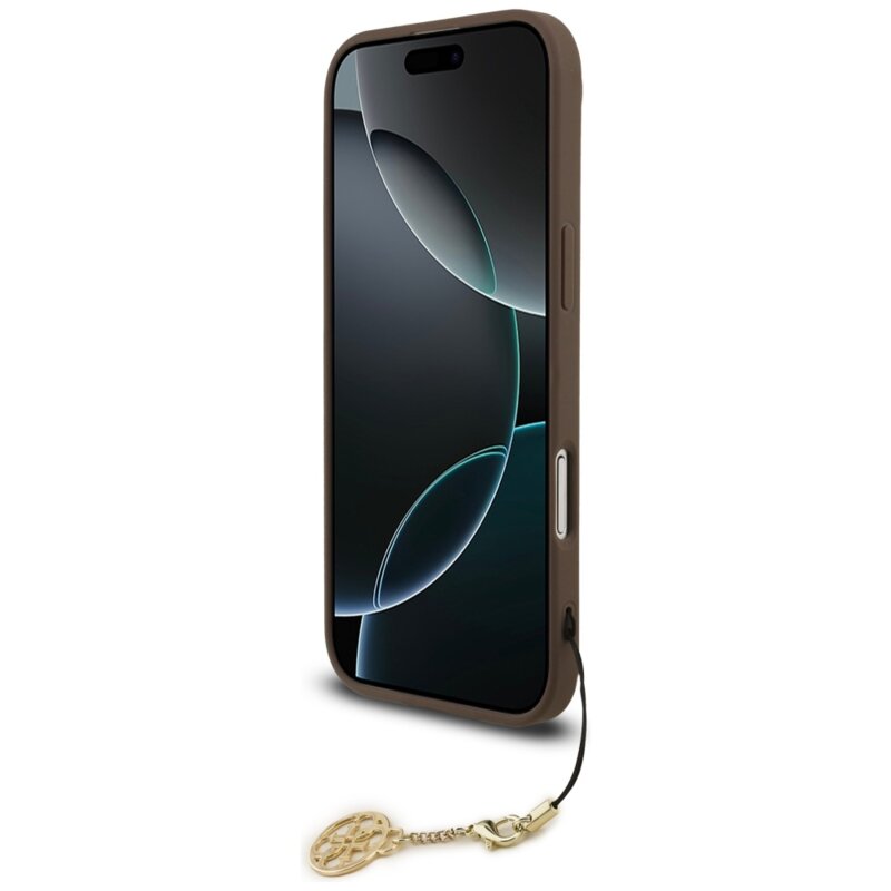 Husa originala Guess iPhone 17 Air Hardcase 4G Charm Cradle MagSafe, maro, GUHMP17MGF4GCW