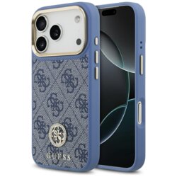 Husa originala Guess iPhone 17 Pro Max Hardcase 4G Strass Logo MagSafe, albastru, GUHMP17XP4GRMDEB