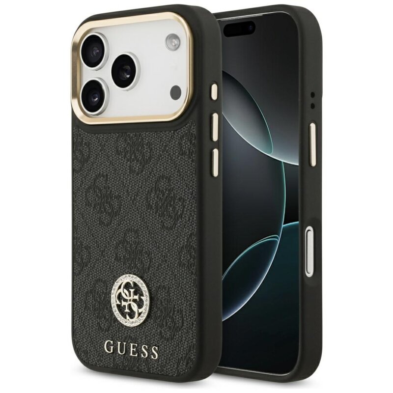 Husa originala Guess iPhone 17 Pro Hardcase 4G Strass Logo MagSafe, negru, GUHMP17LP4GRMDEK