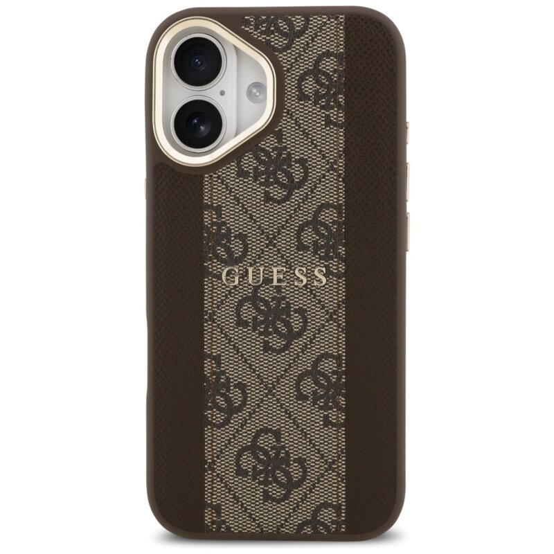 Husa originala Guess iPhone 17 Hardcase 4G Stripe MagSafe, maro, GUHMP17SPG4SEMCW