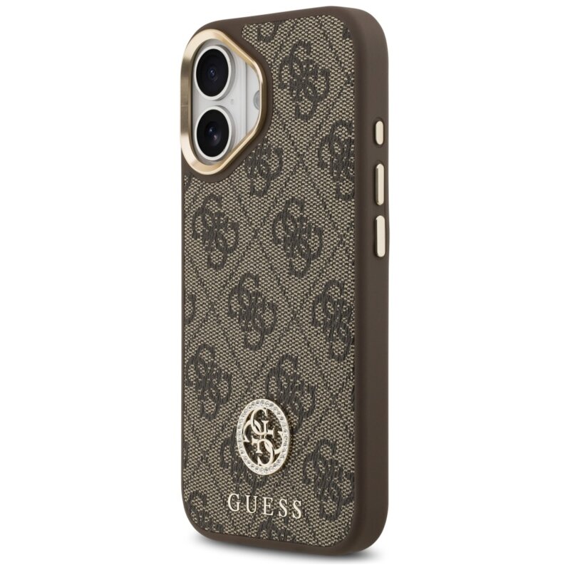 Husa originala Guess iPhone 17 Hardcase 4G Strass Logo MagSafe, maro, GUHMP17SP4GRMDEW