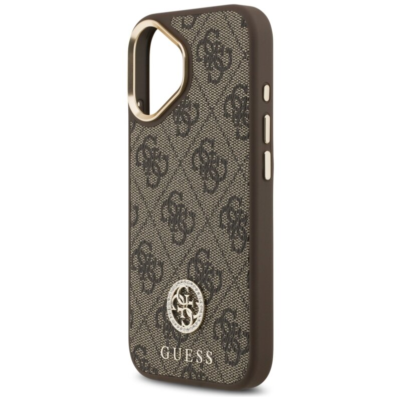 Husa originala Guess iPhone 17 Hardcase 4G Strass Logo MagSafe, maro, GUHMP17SP4GRMDEW