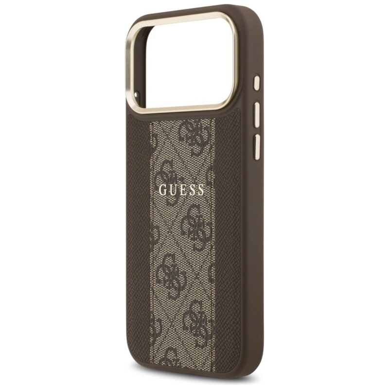 Husa originala Guess iPhone 17 Pro Hardcase 4G Stripe MagSafe, maro, GUHMP17LPG4SEMCW