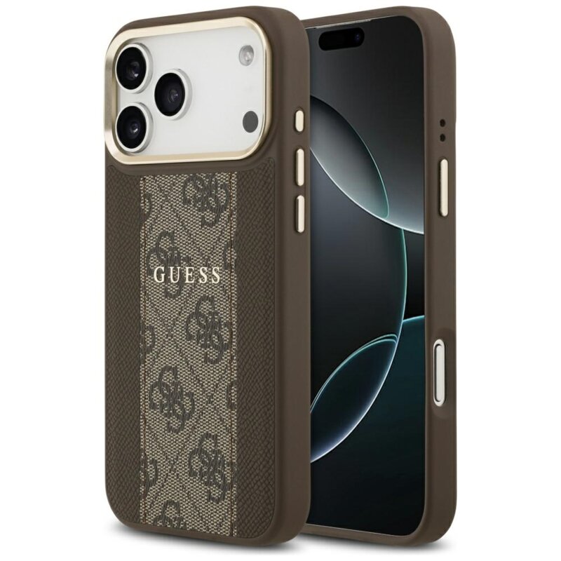 Husa originala Guess iPhone 17 Pro Max Hardcase 4G Stripe MagSafe, maro, GUHMP17XPG4SEMCW