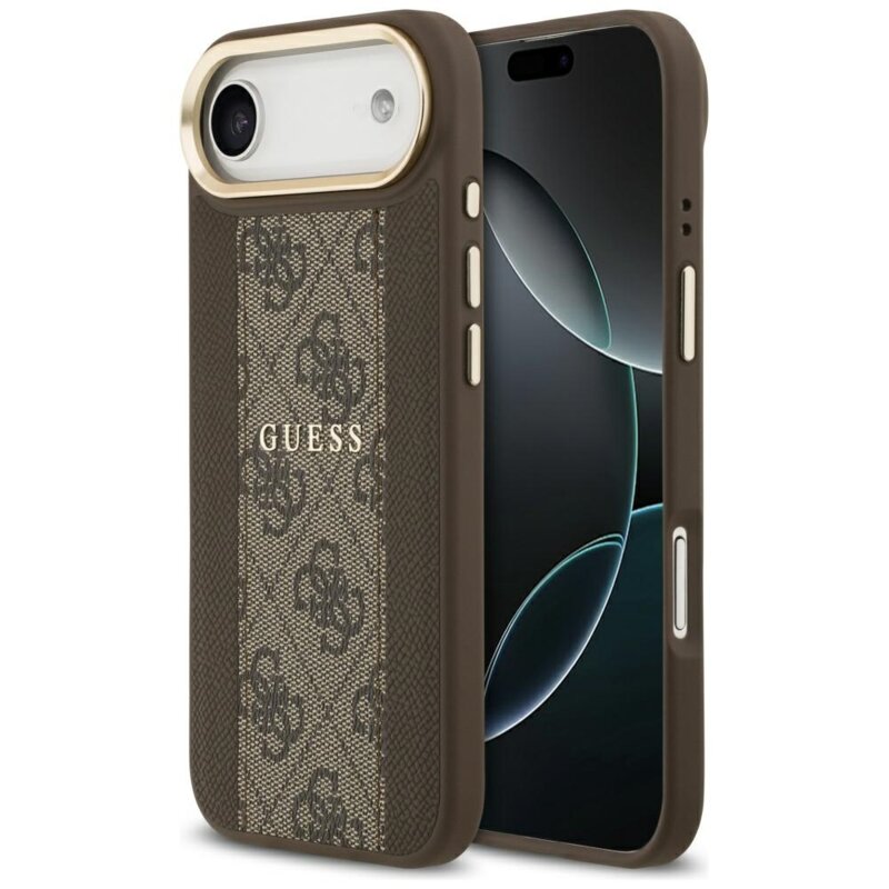 Husa originala Guess iPhone 17 Air Hardcase 4G Stripe MagSafe, maro, GUHMP17MPG4SEMCW