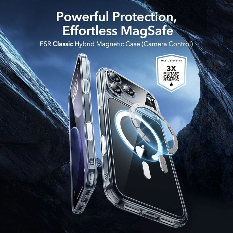 [Pachet 360°] Husa + folie iPhone 17 Pro ESR Classic Hybrid HaloLock, transparenta