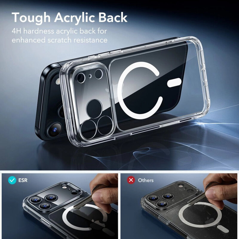 [Pachet 360°] Husa + folie iPhone 17 Pro ESR Classic Hybrid HaloLock, transparenta