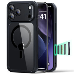 [Pachet 360°] Husa + folie iPhone 17 Pro ESR Classic Hybrid HaloLock, negru/transparenta
